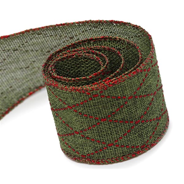 Toys4.0 2.5 in. 50 Yards Burlap Ribbon, Green TO2635857 - main